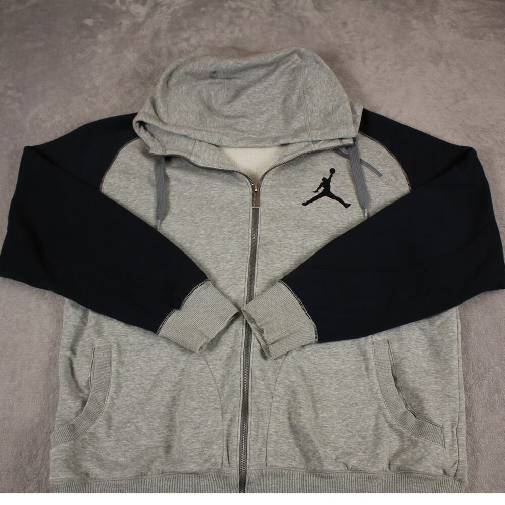 Jordan Jumpman Men's XL Full Zip Hoodie Gray Black Colorblock Sweatshirt